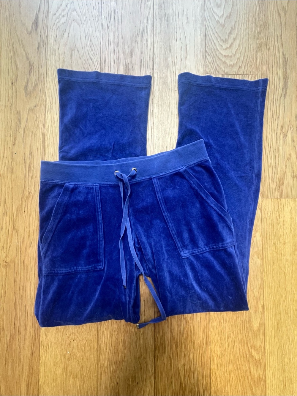 Vintage Y2K Juicy Couture Indigo Purple Blue Velour Low Rise Flare Track Pants